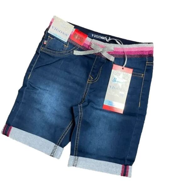 Vigoss Girls Jeans Shorts Bermuda Dark Blue Size Medium NWT - Picture 1 of 3